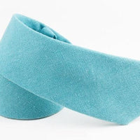 Solid Light Blue Cotton Skinny Tie
